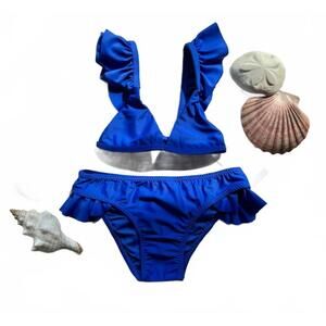 NEW SABZ SWIMWEAR girls selva bikini set in blue
